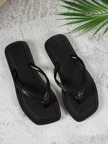 Fashionable Flat Flip Flops For Teens, Casual & Soft Beach Slippers, Comfortable Indoor Home Sandals
