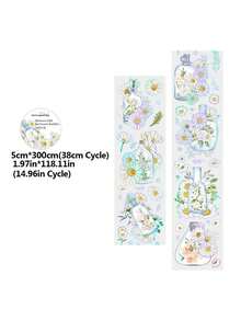 1.97 英寸 * 118.11 英寸花卉全息胶带，7 毫米 * 3 米多图案纸质胶带，礼品和装饰贴纸，图案包括雏菊、玫瑰、向日葵、绣球花返校 - 1.97in*118.11in - 查看 8