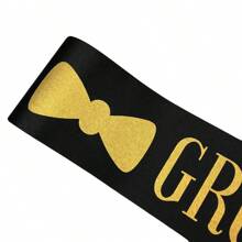 Groom To Be Bachelor Party Sash Black Gold Bowknot Design | Elegant Wedding Boutonniere Set | Pre Wedding Party Celebration Decor & Photo Prop Supplies