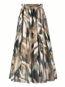 Women's Casual Elastic Waist A-Line Bohemian Skirt