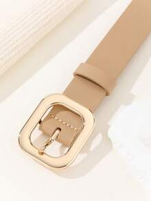 1 chiếc thắt lưng vuông thời trang cổ điển dành cho nữ, phù hợp với váy, quần jean, làm bằng da PU - Màu Khaki - Xem 3