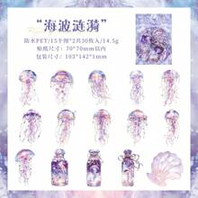 30pcs/Pack Ocean Waltz Jellyfish Scrapbooking Stickers, Premium Diary/Planner Sticker Sheets