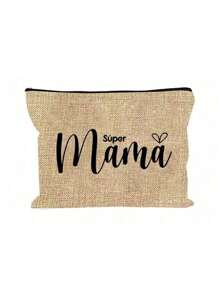 Letter "Mama" Printed Zipper Women'S Cosmetic Bag. The Best Gift For Mom, Bridesmaid Cosmetic Bag, Bridesmaid Gift Bag, Wedding Travel Washing Bag With Zipper, Bridesmaid Bag, Wedding Bride Shower Single Girls Proposal Party Gift,Mother's Day Gifts Makeup Travel Toiletry Organizer Essentials Gifts Storage Zipper Accessories Nail