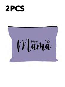 Letter "Mama" Printed Zipper Women'S Cosmetic Bag. The Best Gift For Mom, Bridesmaid Cosmetic Bag, Bridesmaid Gift Bag, Wedding Travel Washing Bag With Zipper, Bridesmaid Bag, Wedding Bride Shower Single Girls Proposal Party Gift,Mother's Day Gifts Makeup Travel Toiletry Organizer Essentials Gifts Storage Zipper Accessories Nail