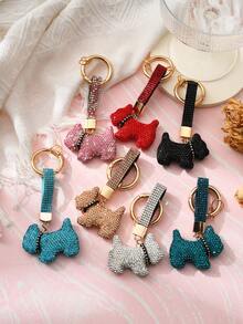 1 pieza Llavero con perro decorado con rhinestones de colores, accesorio para bolso, regalo para amantes, amigos, adecuado para uso diario de hombres y mujeres