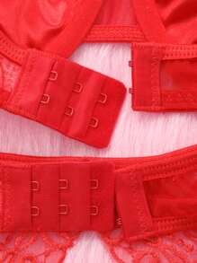 Conjunto de 3 sutiãs camisola bordados de malha de lingerie sexy feminina