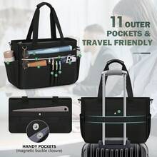 Teacher Tote Bag For Women 15.6 Inch Laptop Briefcase With Clutch Bag, Nurse Bags Professional Work Handbag For Office College Nursing, Large Utility Tote Messenger Shoulder Bag - 黑色 - 查看 4