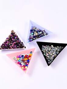 4/5/40PCS Triangle Rhinestone Nail Art Storage Box - Multi-Functional Plate Tray Holder And Compact Container For Nail Art Supplies, Jewelry Glitter Cup, And Decoration Dotting Tool - Complete Set For Nail Art Enthusiasts