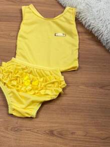 Kit 10 peças 5 calcinha bunda rica com 5 blusinha regata menina 3-6 meses