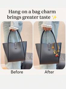 HXXOOS 1 Peça Pingente de Bolsa Vintage de Metal Multi-Pingente - Decoração de Corrente com Dinossauro Fofo, Cereja, Flor, Coração para Bolsas e Mochilas Femininas, Pingente de Bolsa Estilo INS, Presente para Namorada, Adequado para Looks Diários