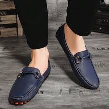1 Pair Men's Loafers, Summer New Fashion Plus Size Men's Handmade PU Leather Loafers, Casual Driving Flat Slip-On Shoes, Luxury Comfortable Moccasins, White Loafers For Men Size 37-48, Father's Day Gift - Dark Blue - View 5