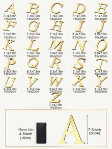 20cm 3D 金银色亚克力字母镜子墙贴 字母 Y 自粘家居装饰字母标志艺术贴纸 DIY 家居装饰贴纸 墙面装饰 房间装饰 墙镜 房间浴室装饰 客厅装饰 - 彩色 - 查看 4