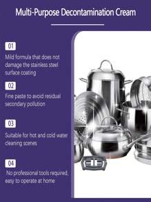 100g Stainless Steel Pot Bottom Cleaning Paste, Stainless Steel Cleaner And Polish, Multi-Purpose Heavy Duty Cookware Degreaser And Rust Remover, Suitable For Kitchen Oven Cookware Stainless Steel And Glass Materials. 500g Pink Magic Cleaning Paste, Heavy Duty Stainless Steel Pot Bottom Dirt Remover