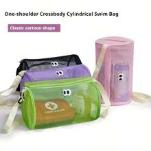 1 pezzo Borsa a tracolla monospalla con scomparti, borsa a tracolla in rete, borsa da viaggio di grande capacità per articoli da toeletta e cosmetici, colore nero, regalo di Natale