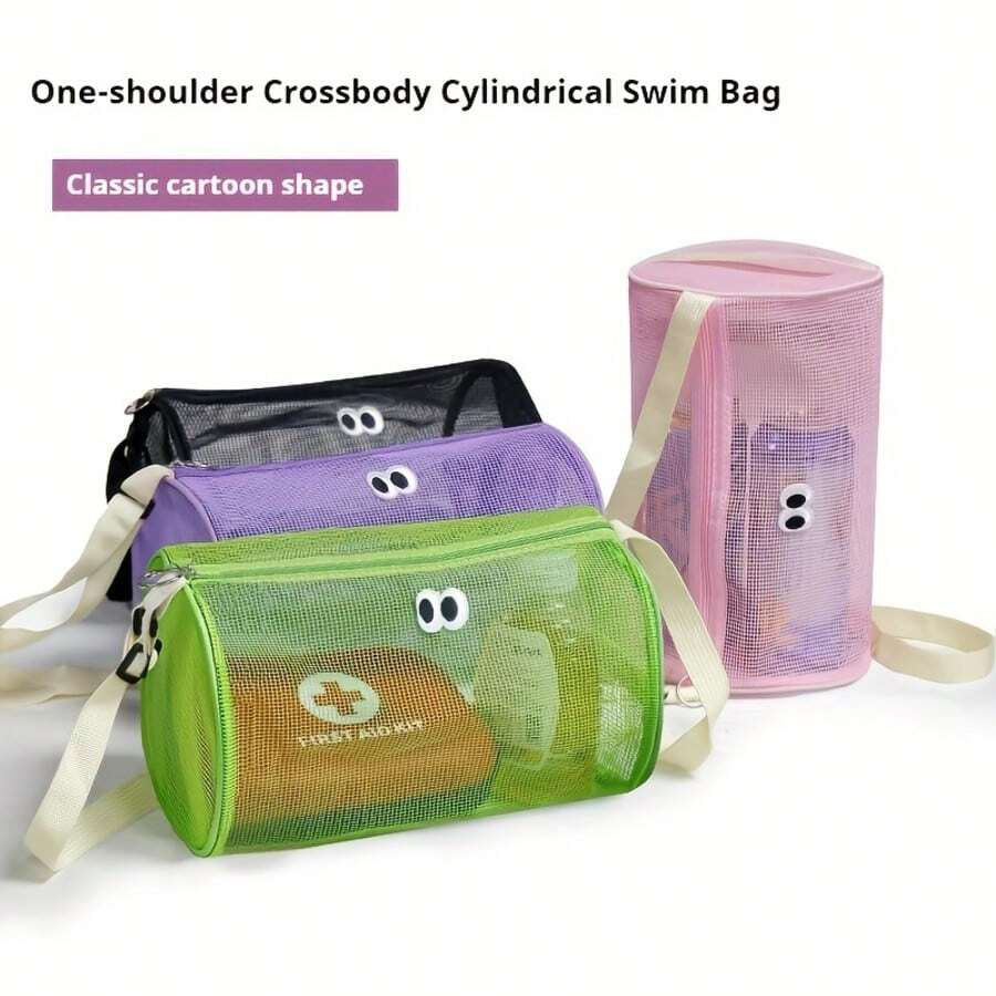 1 pezzo Borsa a tracolla monospalla con scomparti, borsa a tracolla in rete, borsa da viaggio di grande capacità per articoli da toeletta e cosmetici, colore nero, regalo di Natale