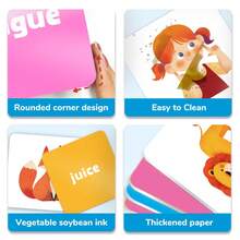 54 张/盒，英语课堂学习单词闪卡，基础认知卡，卡通卡片，学龄前儿童益智玩具，动物卡片，采用优质材料设计，适合小手，学生，文具，学校用品，返校礼物，男孩和女孩生日礼物，益智玩具，生日，儿童派对礼物 - 彩色 - 查看 9