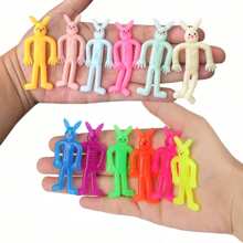 30 Pcs Random Color Easter Gifts For Kids Bendable Bunny Rubber Sticky Rabbit Stretch Bunny Toy For Boy Girl Easter Egg Hunt Party Favor Basket Stuffer Classroom Prize