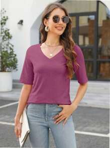 laozuy Fashion Solid Color Women's Summer Casual Tops Office Shirt