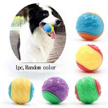 1pc Random Color,2.55in Squeaky Dog Chew Toys Rubber Ball For Aggressive Chewers Teeth Cleaning - Bite-Resistant Dental Ball With Noise Maker For Puppy Teething Training ,Dog Accessories