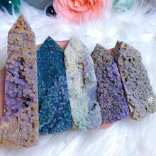 1pc Bohemian Asymmetrical Grape Agate Tower - Natural Purple, Blue, And Pink Stones With Complex Patterns - Perfect For Home, Fish Tank, Or Desk Decoration - Ideal Gift For Collectors And Enthusiasts - Multicolor - View 11