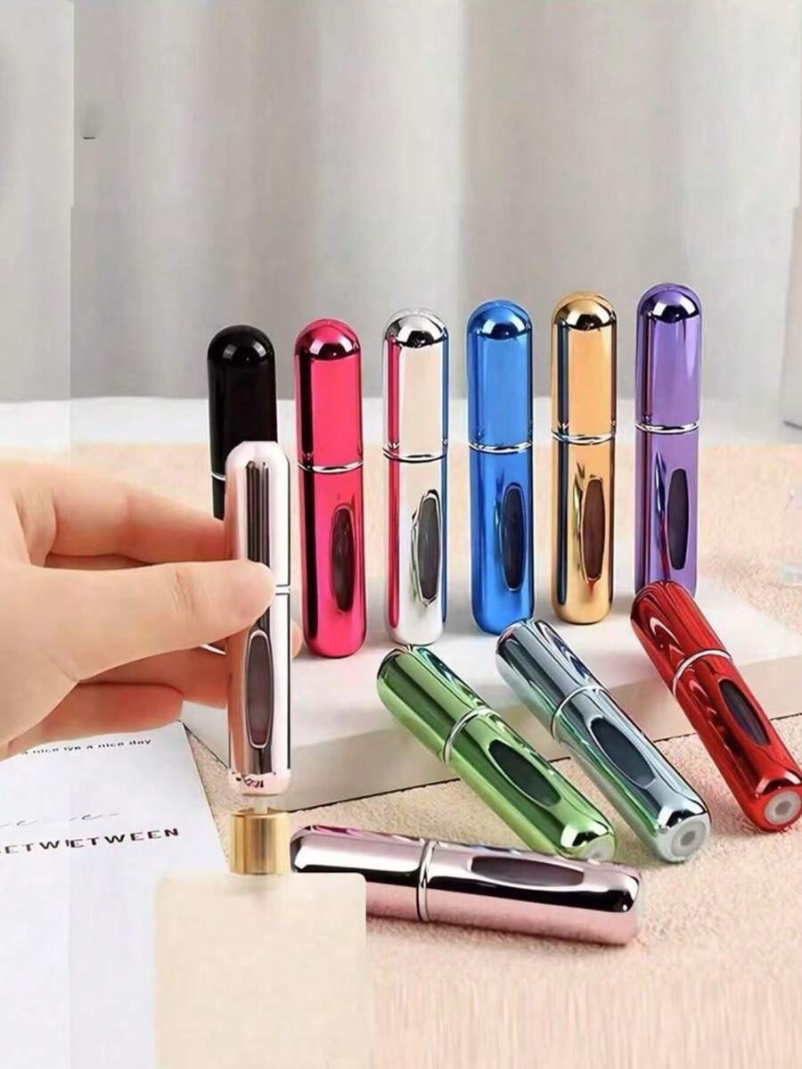 5 毫升底部可再填充香水瓶，带泵和铝制容器，便携式液体和化妆品喷雾分配器，适合旅行，化妆包，化妆包，护肤包，洗漱包，收纳袋，旅行必需品，巡航必需品