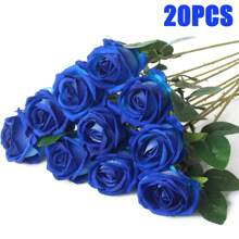 50 PIEZAS de Rosas Artificiales, Rosas Azul Oscuro Artificiales, Flores Falsas para Decoración DIY de Bodas, Centros de Mesa, Decoraciones, Fiesta de Despedida de Soltera, Día de San Valentín, Decoraciones para Baby Shower