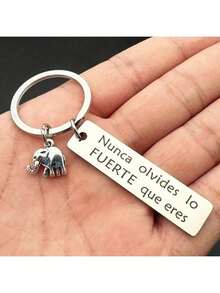 1 pieza Llavero de acero inoxidable con elefante de energía positiva inspiradora, decoración para coche, mochila, regalo de Navidad para hombres