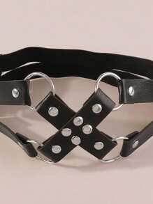 Women's Fashion, PU Leather, Leg Restraint Straps, Gothic Style Straps, Stud Decorations, Thigh Straps, Accessories For Couples, Dates, Parties, Outfits Sexy Lingerie Accessories