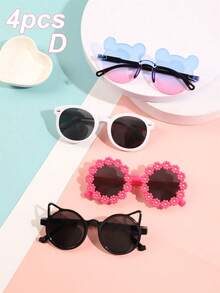 6 件/4 件/1 件儿童小熊形状和花朵形状时尚眼镜，适合夏季日常使用 - 兒童 - 查看 17
