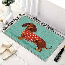 1pc Super Soft Polka Dot Dachshund Pattern Non-Slip Bathroom Mat - Quick Dry, Faux Sheepskin Microfiber Material, Machine Washable, Stain Resistant, Suitable For Kitchen And Bathroom Decor, Bath Rug, Plush And Soft, Spring Decor, Christmas Decor, Kitchen Rug - Multicolor - View 14