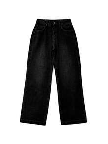 Spring Jeans Women's Y2k Grunge Baggy Jeans Hip Pop Wide Leg Jeans Mid Waist Vintage Boyfriends Jeans Denim Pants Streetwear - 黑色 - 查看 5