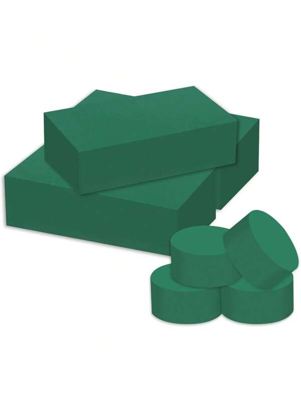 2pcs Square Or Round Floral Foam Bricks, Suitable For Fresh And Artificial Flower Arranging, Dry And Wet Flower Foam, Applicable For Wedding, Aisle Decor, Party Decoration And Florist
