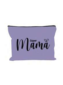 Letter "Mama" Printed Zipper Women'S Cosmetic Bag. The Best Gift For Mom, Bridesmaid Cosmetic Bag, Bridesmaid Gift Bag, Wedding Travel Washing Bag With Zipper, Bridesmaid Bag, Wedding Bride Shower Single Girls Proposal Party Gift,Mother's Day Gifts Makeup Travel Toiletry Organizer Essentials Gifts Storage Zipper Accessories Nail