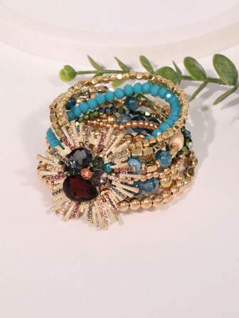 1 stuk parel vergulde kralen multifunctionele stralende kristal decoratie elegante armband, geschikt voor vrouwen om te dragen op formele avonden en bijeenkomsten