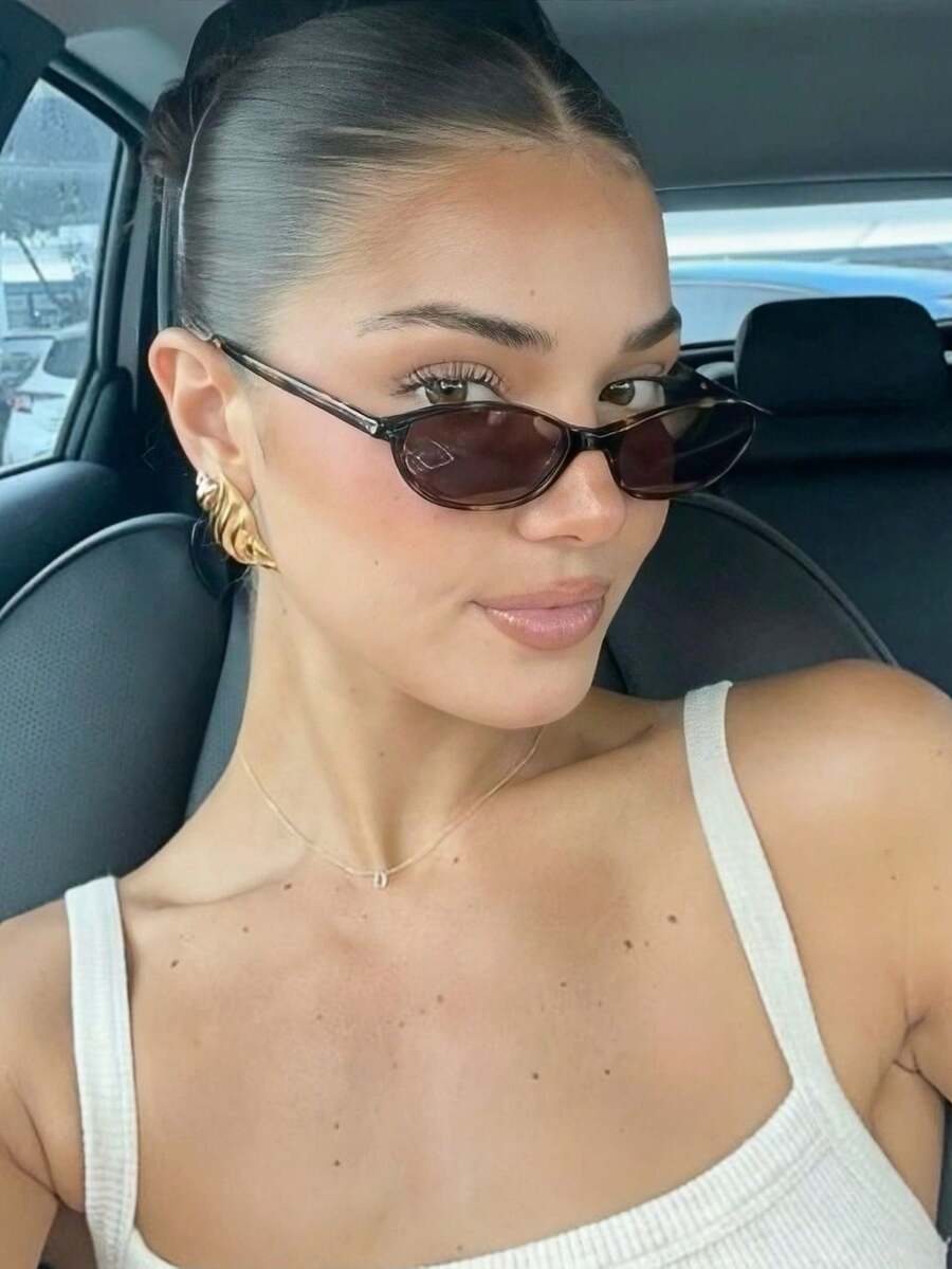 1pc New Vintage Oval Small Frame Fashion Eyeglasses For Women, Stylish High-End Casual Street Photography Classic Glasses Beach Accessories For Women Glasses Shades Beach Accessories For Women Glasses Shades For Summer Beach Vacation,Outdoor,Travel Casual Style Oval Frame For Going Out Outfit,Back To School