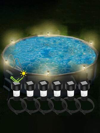 6件太阳能，新款太阳能庭院灯，太阳能篱笆带灯，阳台防水装饰氛围灯，太阳能花园装饰灯，适用于花园、阳台、庭院