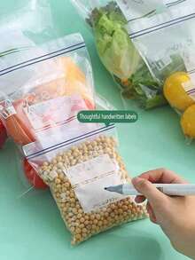 45/20/15/10保鲜袋，双密封保鲜袋，小型水果蔬菜包装塑料袋，耐用抗撕裂的水果蔬菜食品储存袋，适合露营、户外活动、派对、烹饪和厨房使用。