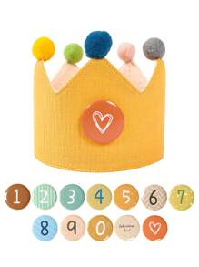 1Set Crown Shaped Birthday Decorative Hat,Felt Adjustable Crown Birthday Hat With Number 0-9 Including Five Styles,Birthday Party Decoration,Photo Props Decor,DIY Decorative Hat,1st Birthday Party Accessory,Dress Up Headwear,Babyshower,Gender Reveal Party Decor,Party Favors,Holiday Party Supplies