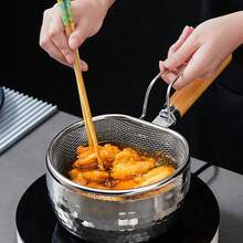 Household Hot Pot Colander Ladle, Multifunctional Stainless Steel Strainer Net For Kitchen Cooking, Frying Food, Pasta Draining - Silver - View 4