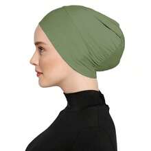 Turbante da donna monocromatico - semplice, elastico e alla moda sottocapoCasco per uso quotidiano, morbido, traspirante e confortevole