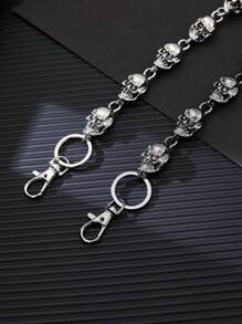 1 pieza Cadena de mezclilla con calavera de metal unisex, Cadenas de cintura de esqueleto punk rock góticas, accesorio genial