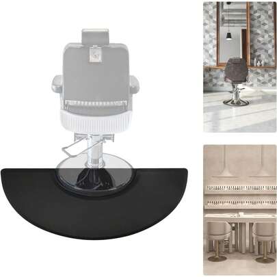 HaroldDol Barber Salon Anti Fatigue Floor Mat, Anti Fatigue Mat For Hairstylist Standing, 3′X4′ Barber Shop Chair Mat Black Semi Circle Salon Floor Mat 1/2'' Thick Comfort Beauty Floor Mats