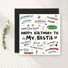 1PC Funny Bestie Birthday Card, Perfect Gift Cards For Best Friends And Sisters Greeting Card, Gift Card For Ladies' Birthday Parties, With Envelope