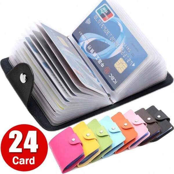 Business Card Holder Anti-Theft ID Credit Card Holder Fashion Women's 24 Cards Slim PU Leather Pocket Case Coin Purse Wallet For Women Card Wallet Wallet Mini Wallet