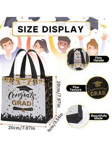 8 piezas/4 piezas/1 pieza - Bolsas de regalo de graduación 2025 con brillos, bolsas de no tejido con felicitaciones para fiestas de graduación universitaria o secundaria con asas - Bolsas de graduación, favores de fiesta de graduación Congrats, decoraciones de fiesta de graduación negro y dorado - Multicolor - Ver 5