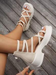Fashion Bohemian Style Adjustable Buckle Design Casual Sandals - Beige - View 5