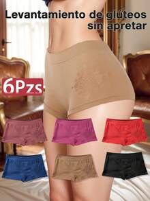 3Pzs/6pzs Calzoncillos Bóxer Gruesos y Ajustados para Mujer,Lifting de Glúteos, Diseño Hueco en Forma de Diamante Bragas Sexys Dama - color mezclado - Ver 2
