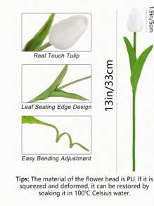 2pcs/10pcs WhiteTulip Artificial Flowers With Real Touch ,Fake Flowers,White Tulip Silk Flowers, Suitable For Mother's Day Gifts, Table Decoration, Wedding, Party, DIY Flower Bouquet, Home Decor, Artificial Plastic Flowers, Decorations, Wedding Decorations,Easter Spring Wreath Wedding Bouquet