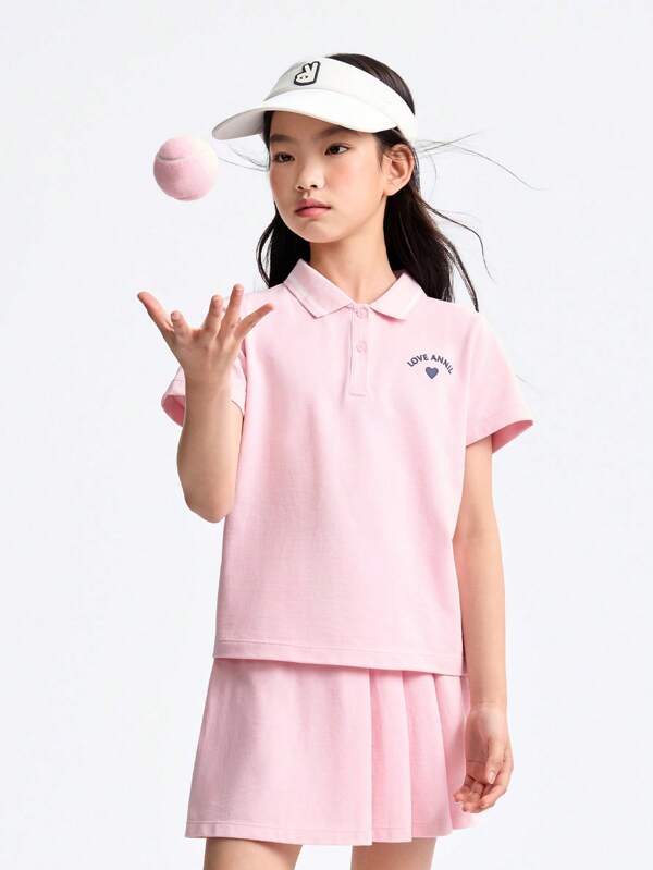 Annil Kinderkleidung für Mädchen, Outfit für Tween-Mädchen mit Pullover, Kurzarm Poloshirt und Rock, Sommer