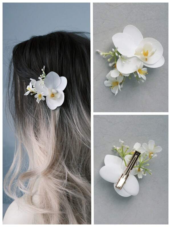 1pc Artificial Flower Hair Clip, Romantic Elegant Yellow Flower Design, Suitable For Wedding, Holiday, Party, Birthday
